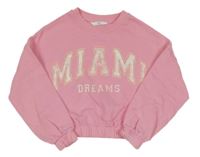 Svetloružová crop mikina s nápisom M&S