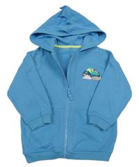 Modrá prepínaci mikina s dinosaurami a kapucňou Matalan