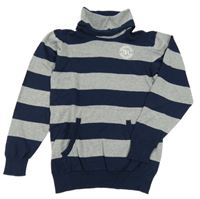 Tmavomodro-sivý pruhovaný sveter s rolákom H&M