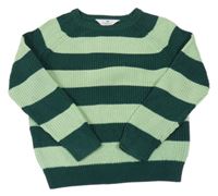 Tmavozeleno-svetlozelený pruhovaný sveter H&M