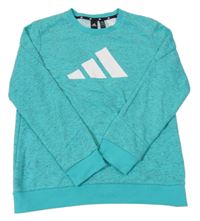 Tyrkysovo-šedá melírovaná funkční sportovní mikina s logem Adidas