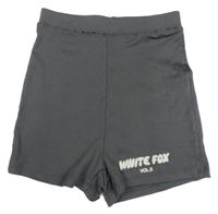 Šedé žebrované sportovní kraťasy s nápisem White Fox