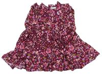 Vínové kvetované ľahké šaty s volánikmi Matalan