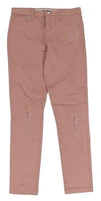 Starorůžové skinny rifle s prošoupáním Denim Co.