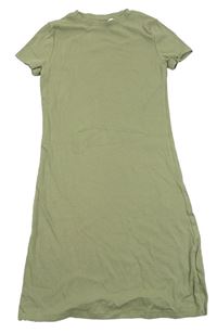 Světlekhaki rebrované elastické šaty H&M