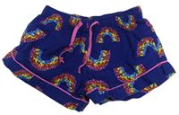Tmavomodré ľahké kraťasy s duhami z květů mini jammies