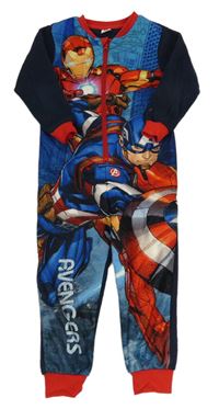 Modro-tmavomodro-červený fleecový overal s Avengers zn. MARVEL