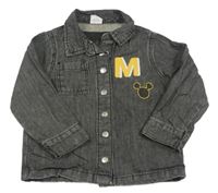 Tmavošedá riflová košilová bunda s Mickey Disney