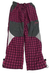Tmavorůžovo-černo-tmavošedé chino sportovní thermo kalhoty