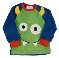 Zeleno-petrolejovo-červená plyšová mikina s příšerkou Pj COLLECTIONS