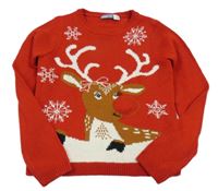 Červeno-biely pletený sveter so sobom Pepperts!