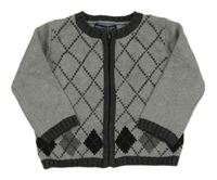 Sivo-tmavosivý károvaný melírovaný prepínaci sveter authentic baby