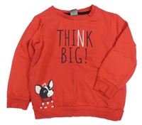 Červená mikina s nápisy a pejskem little kids