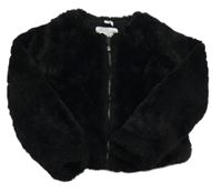 Černá vzorovaná kožešinová zateplená crop bunda ORCHESTRA