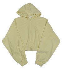 Svetložltá froté prepínaci oversize crop mikina s kapucňou H&M