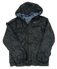 Černá šusťáková nepromokavá funkční bunda se vzorem a kapucí Quechua