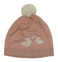 Staroružová pletená čapica s králíčky a brmbolcom H&M