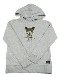 Sivá melírovaná mikina s psíkom a kapucňou JACK&JONES