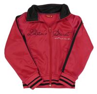 Malinovo-čierna prepínaci športová mikina s nápismi a pruhmi TisSAia