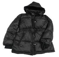 Černá prošívaná šusťáková zimní parka s odepínací kapucí H&M