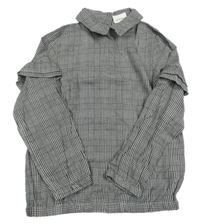 Čierno-biela kockovaná vzorovaná tunika s volánikmi Topolino