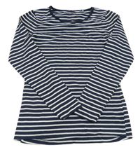 Tmavomodro-bielo-strieborné pruhované tričko YIGGA