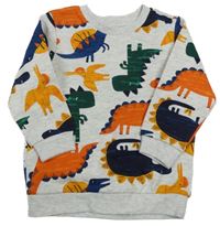 Svetlosivá melírovaná mikina s dinosaurami Matalan