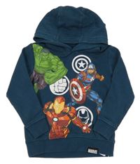 Tmavopetrolejová mikina s Avengers a kapucí Next