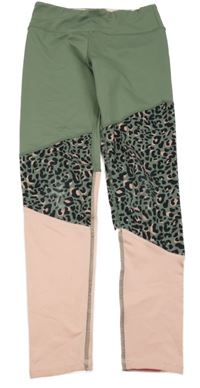 Khaki-světlebroskvové sportovní legíny se vzorem H&M