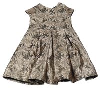 Tmavohnědo-bronzové kvetované slávnostné šaty