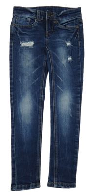 Tmavomodré skinny teplákové rifle s prošoupáním Y.F.K.