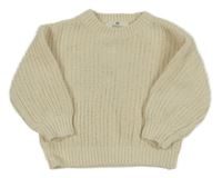 Smetanový žebrovaný žinylkový oversize svetr H&M