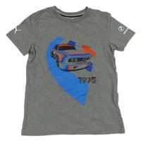 Sivé melírované tričko s BMW a číslom a logom PUMA
