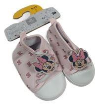 Nové - světlerůžovo-bílé textilno/koženkové capáčky s Minnie PRIMARK vel. 19