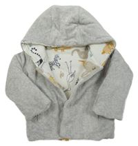 Světlešedý melírovaný sametový zateplený oboustranný kabátek s kapucí M&S