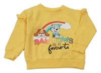 Žltá oversize mikina s PAW PATROL a volánikmi nickelodeon