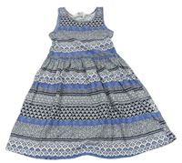 Bielo-modré vzorované šaty H&M