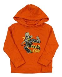 Červená mikina s dinosaurem na skatu a kapucňou Jeff&Co