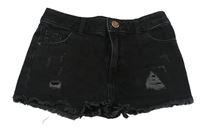 Černé riflové kraťasy s prošoupáním River Island