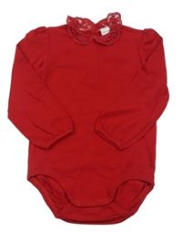 Červené body s čipkovým golierikom H&M