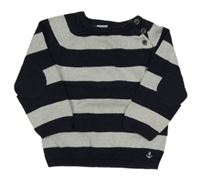 Tmavomodro-sivý pruhovaný sveter H&M