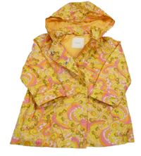 Žlutá květovaná šusťáková jarní parka s kapucí Next