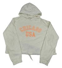 Smetanová crop mikina s nápisem a kapucí H&M