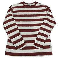 Vínovo-biele pruhované tričko Zara