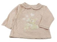 Růžové sametové triko s králíky a límečkem Tezenis