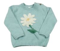 Světlemodrý svetr s květinou M&S