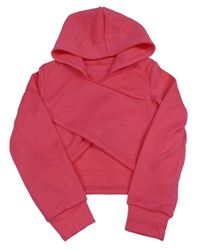 Tmavoružová crop mikina s kapucňou Shein