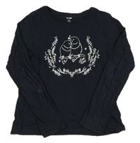 Tmavomodré tričko s papoušky Kiabi