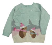 Mátovo-béžovo-růžový svetr s ježky F&F