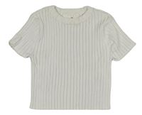 Bílé žebrované pletené crop tričko H&M